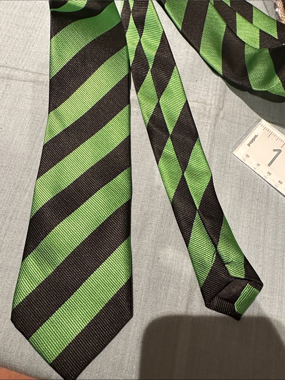 Men's lime Green & Black Diagonal Stripe Tie - Classic Professional Style